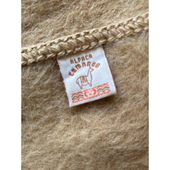 Alpaca Camargo Tan Camel Alpaca Blend Fringed Scarf Muffler One Size - Picture 4 of 7